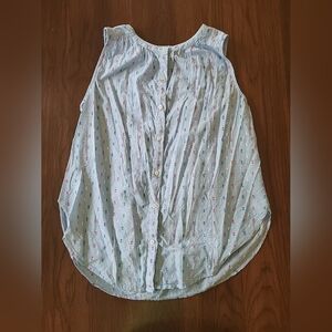 LOFT Women's Blue Pink Textured Dot Buttondown Sleeveless Shirt Small